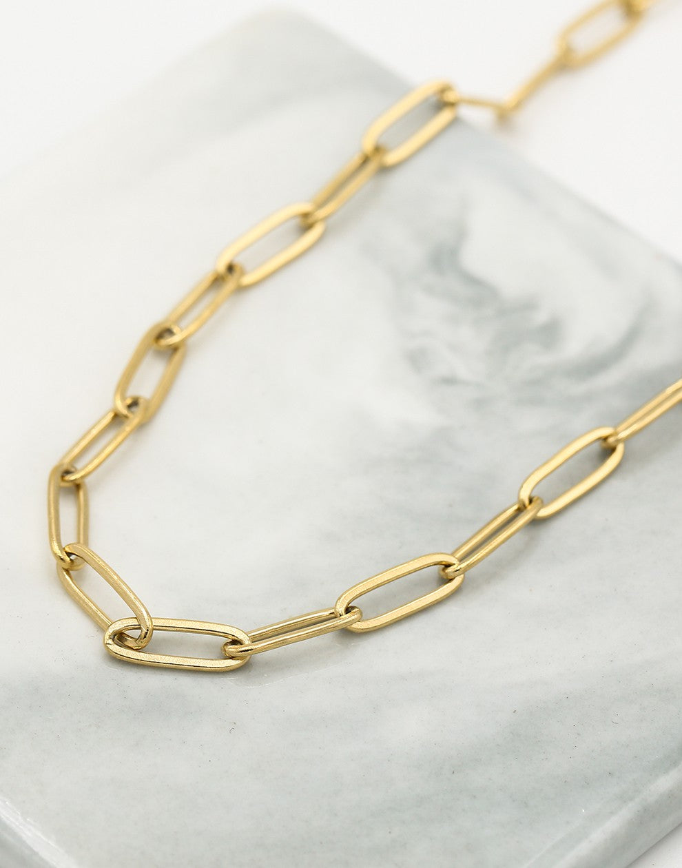Paperclip schakelketting plat goudkleurig