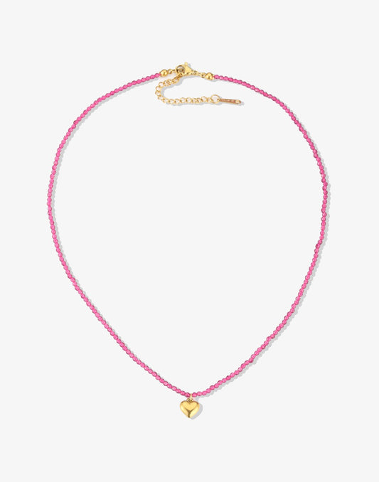 Kralenketting hartje fuchsia