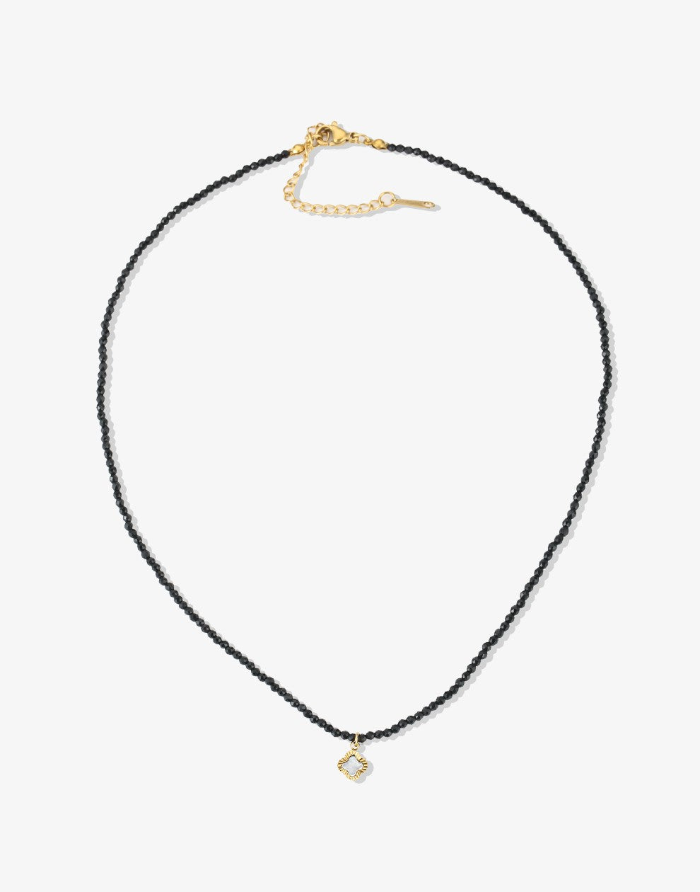 kralenketting zwart met klaver