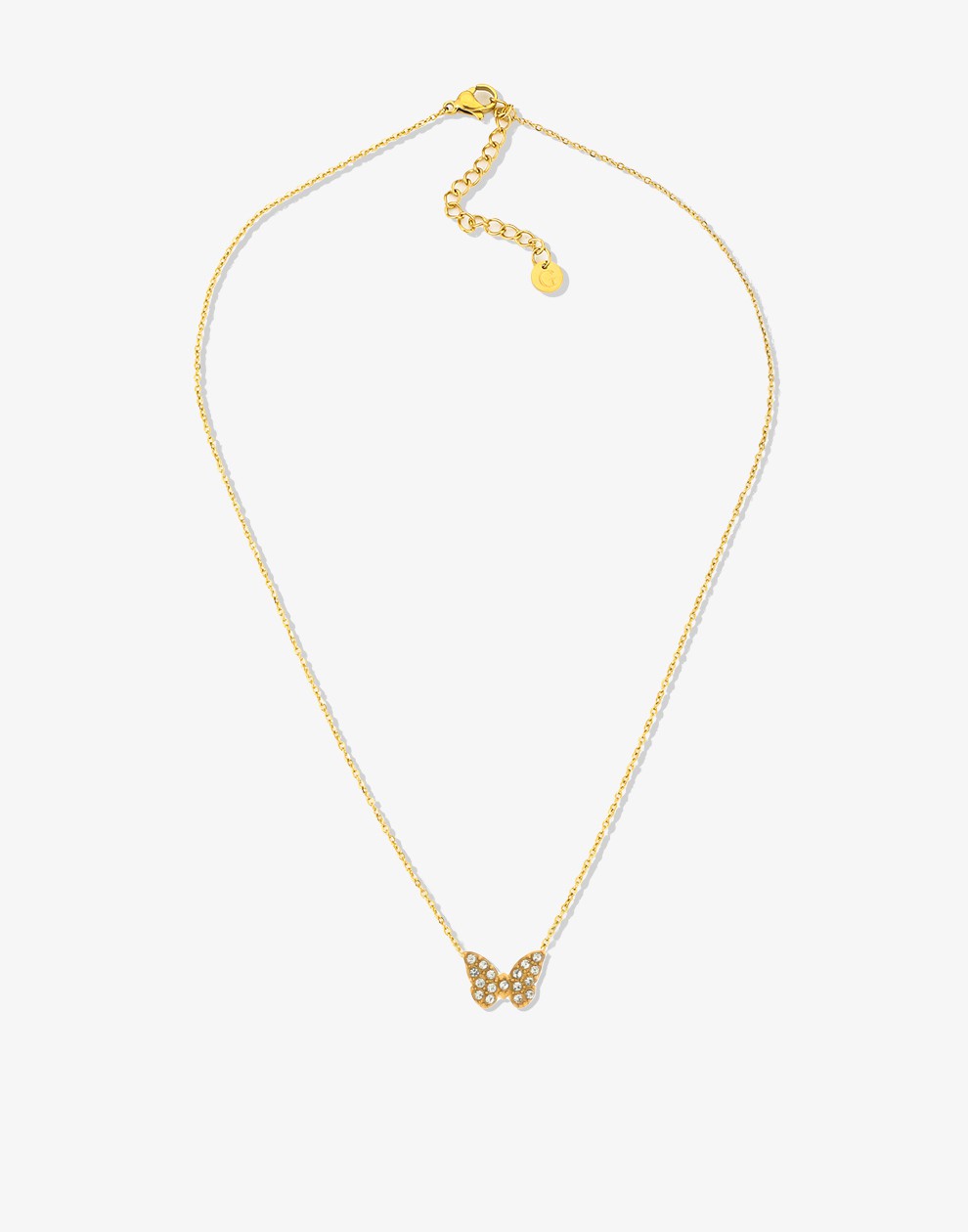 ketting vlinder steentjes goudkleurig