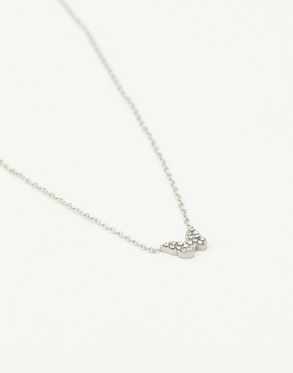 ketting vlinder steentjes zilverkleurig