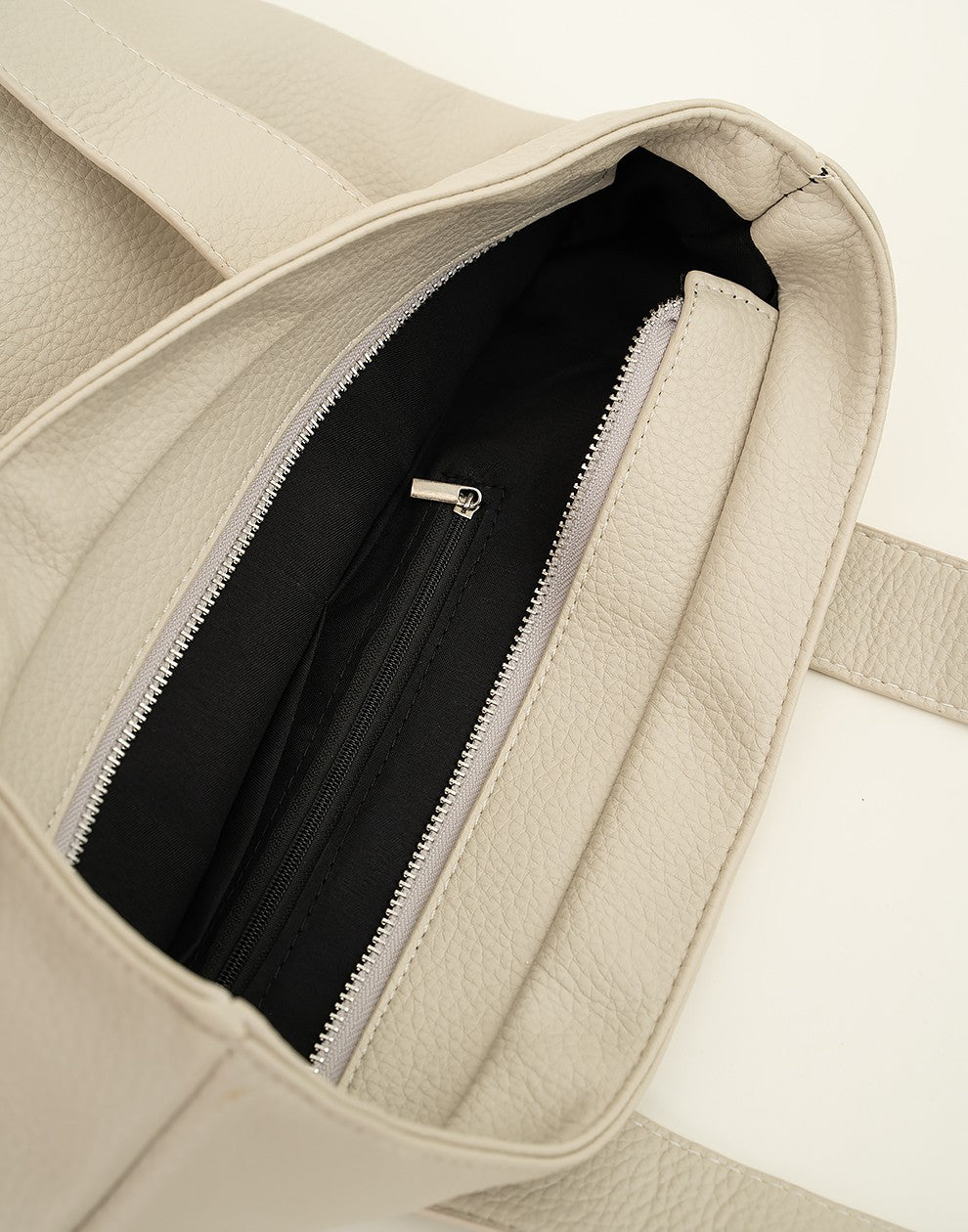 Shopper met rits beige