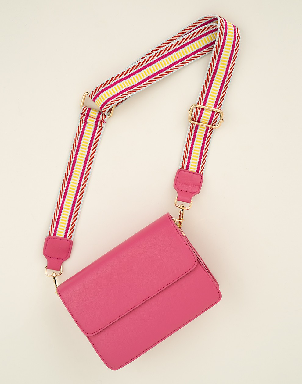 schoudertasje met luxe schouderband fuchsia