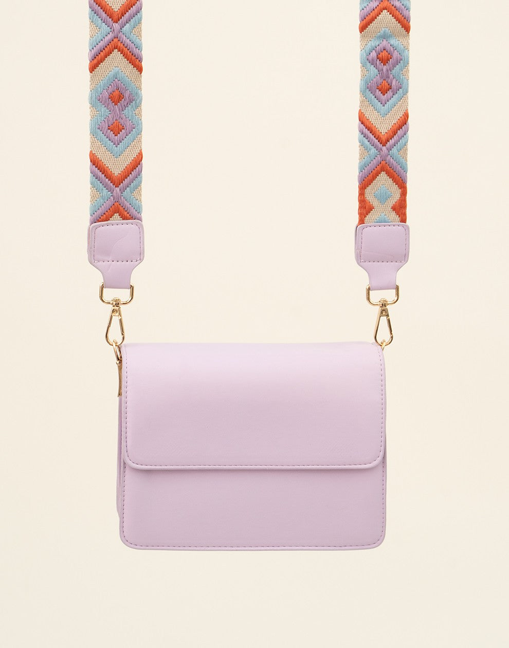 schoudertasje met luxe schouderband lila