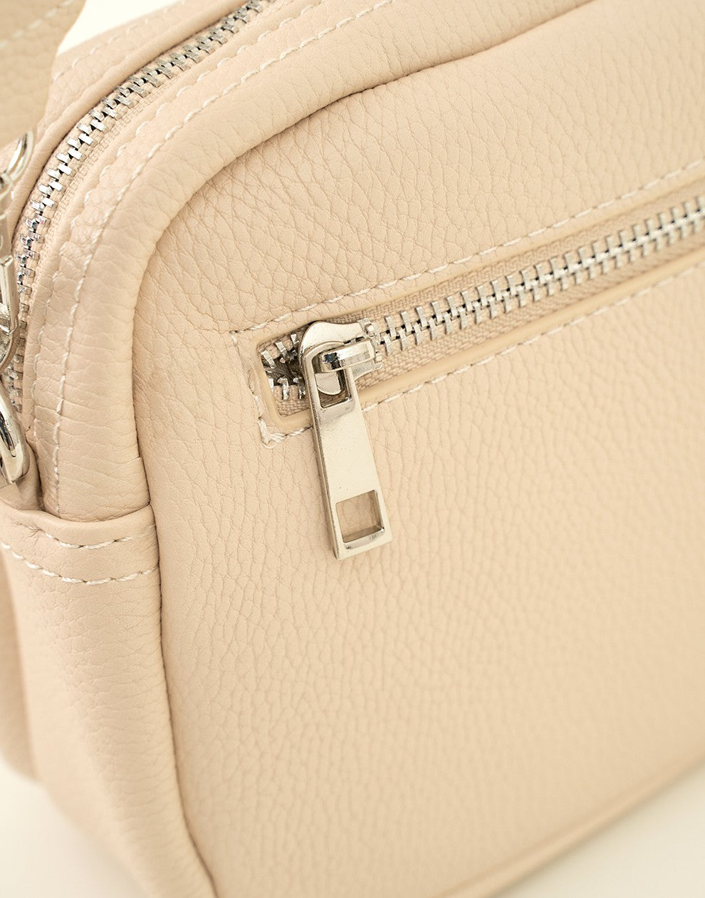 crossbody tas met twee vakken beige