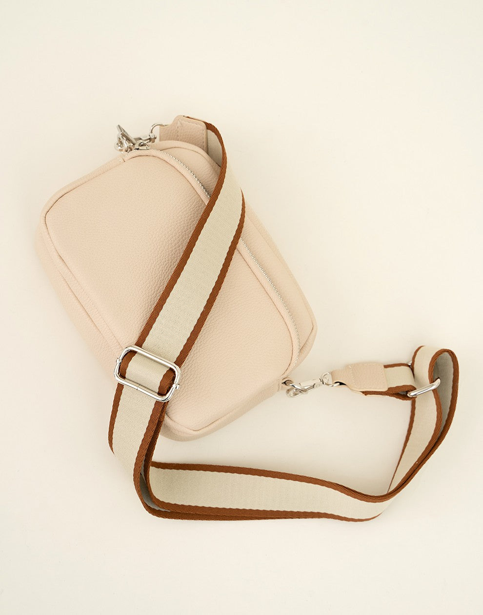 crossbody tas met twee vakken beige