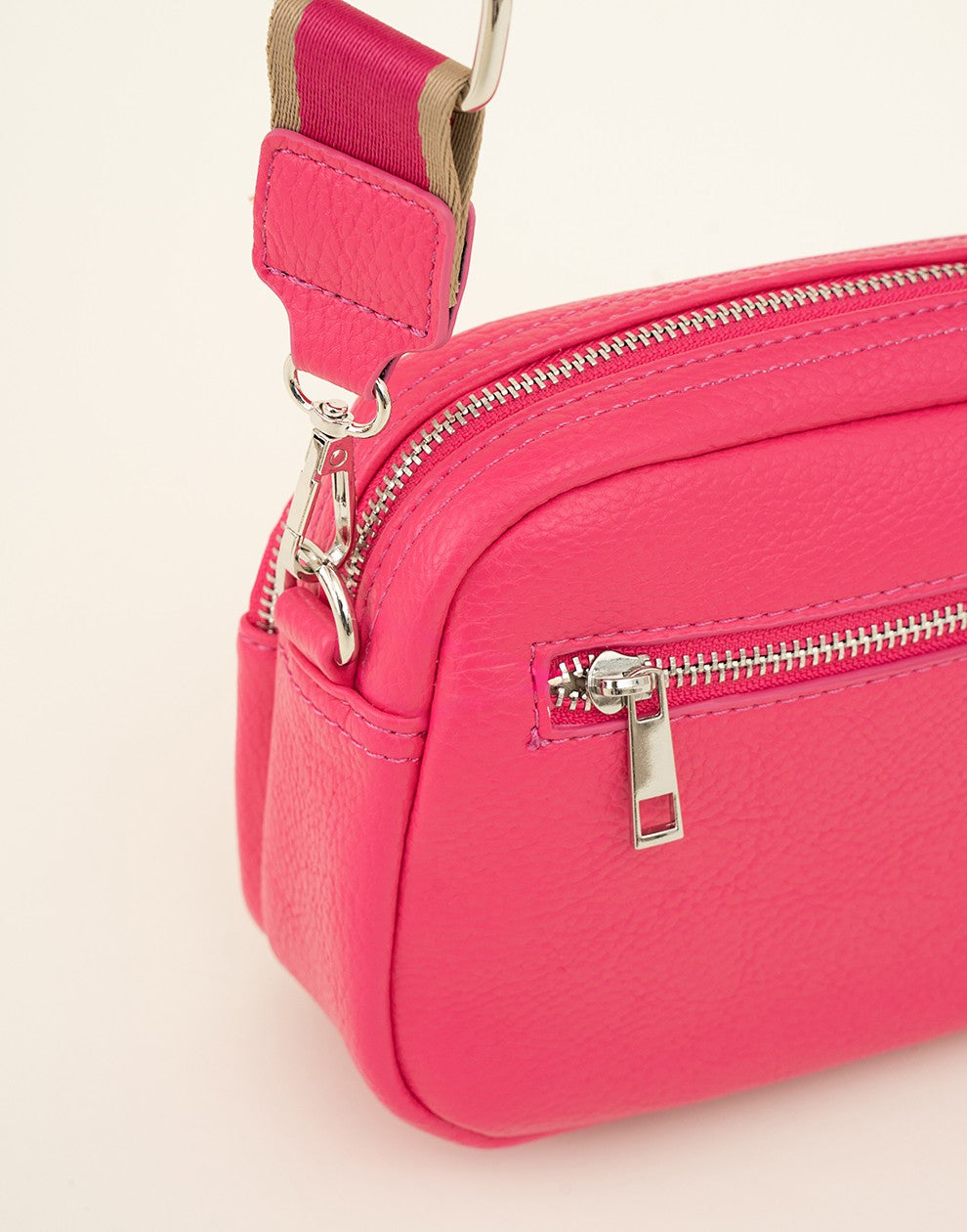 crossbody tas met twee vakken fuchsia