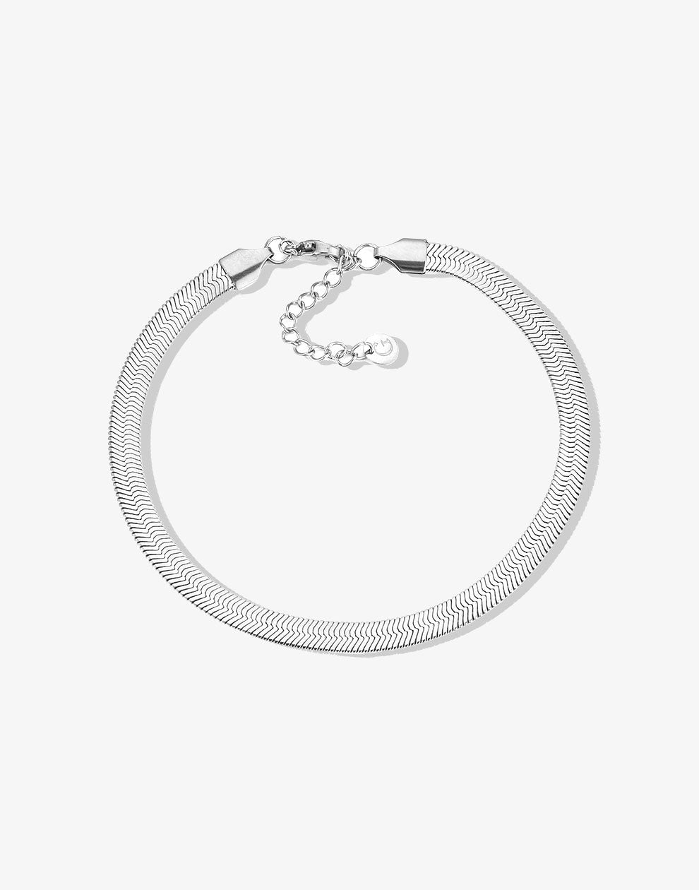 ankle bracelet snake flat 5mm silver-colored