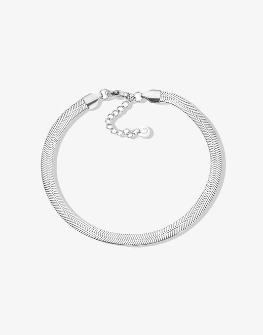 ankle bracelet snake flat 5mm silver-colored
