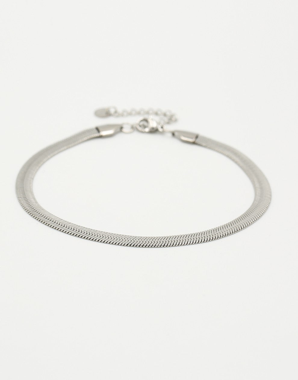 enkelbandje slang plat 5mm zilverkleurig