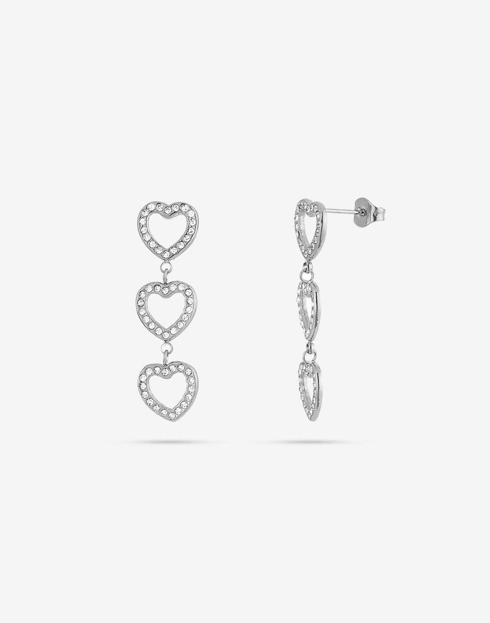 triple heart strass hanger zilverkleurig