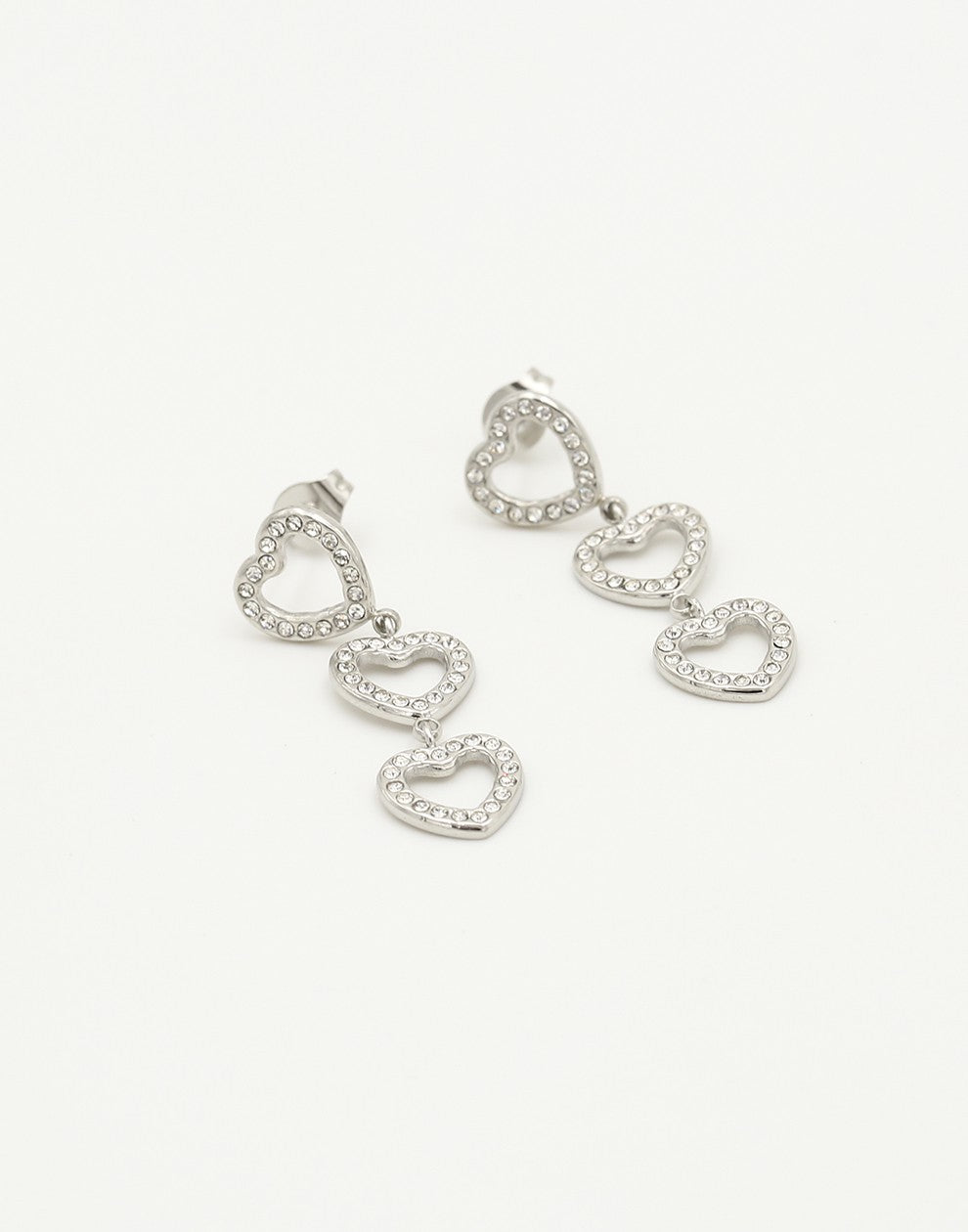 triple heart strass hanger zilverkleurig