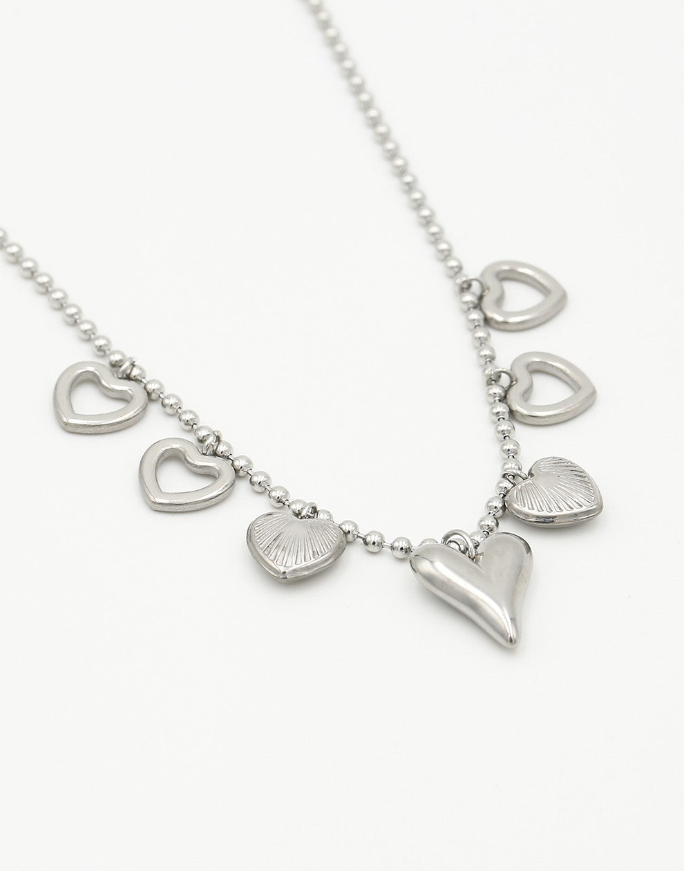 Bedel ketting hartjes zilverkleurig