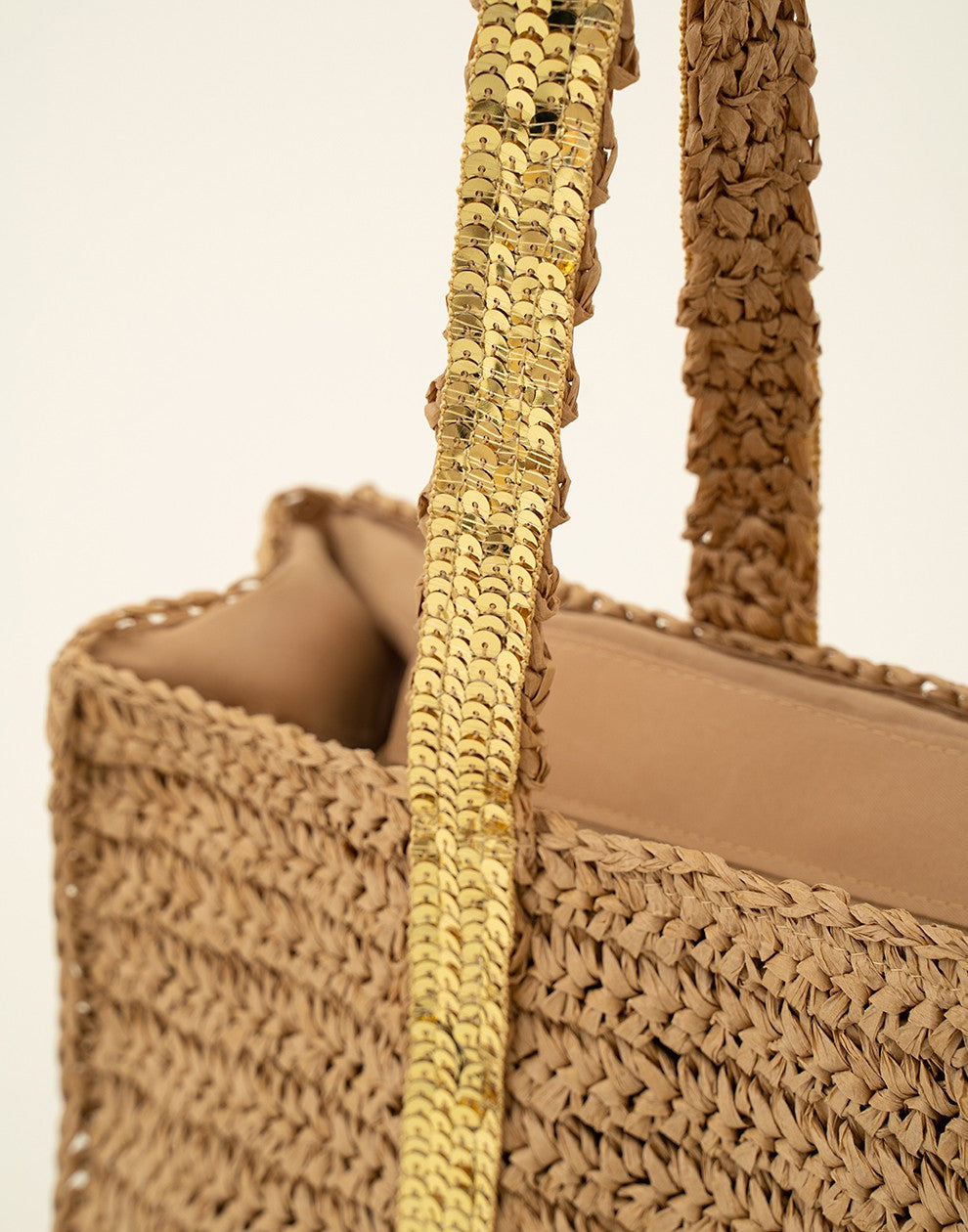Strand tas met goudkleurigen pailetten