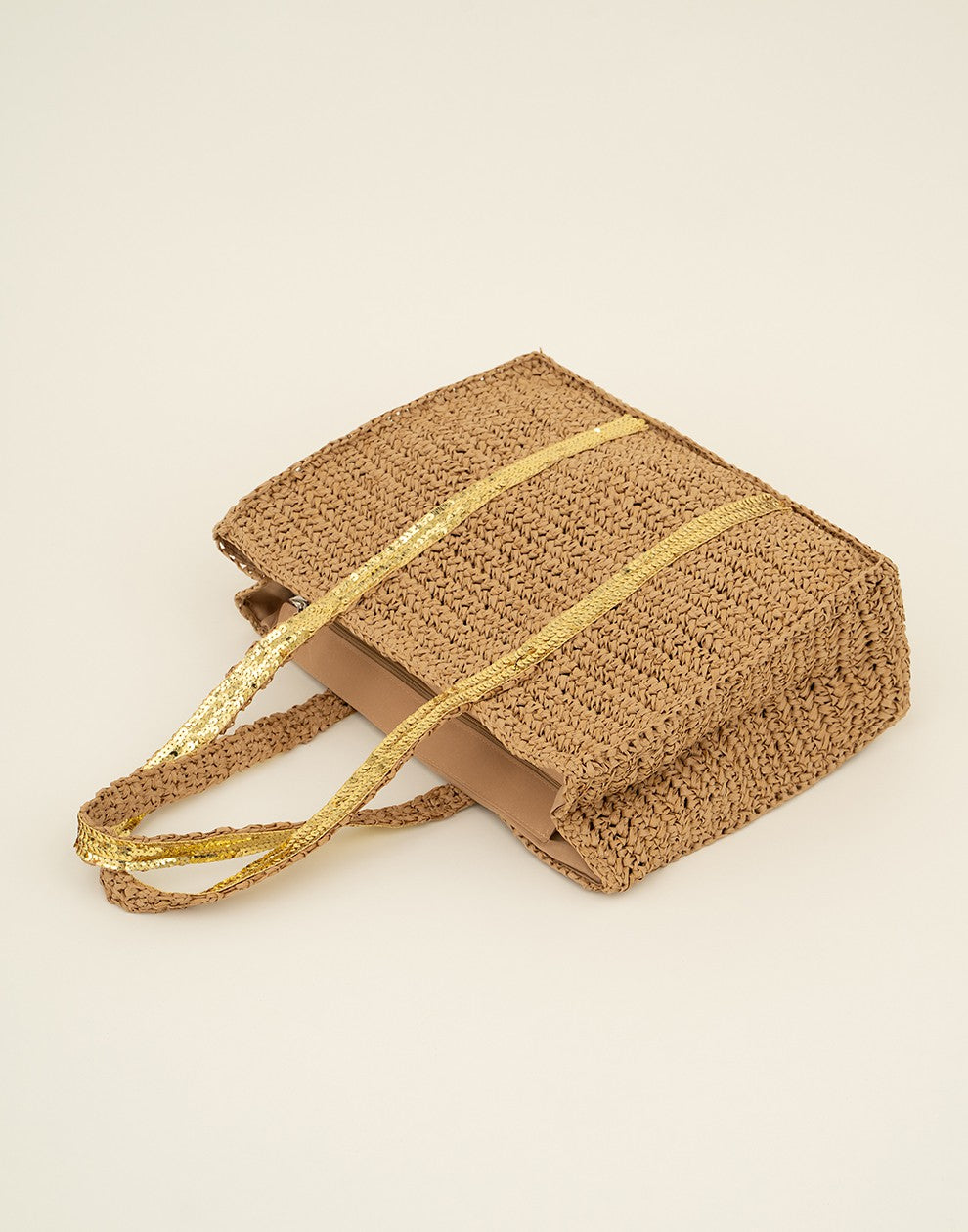 Strand tas met goudkleurigen pailetten