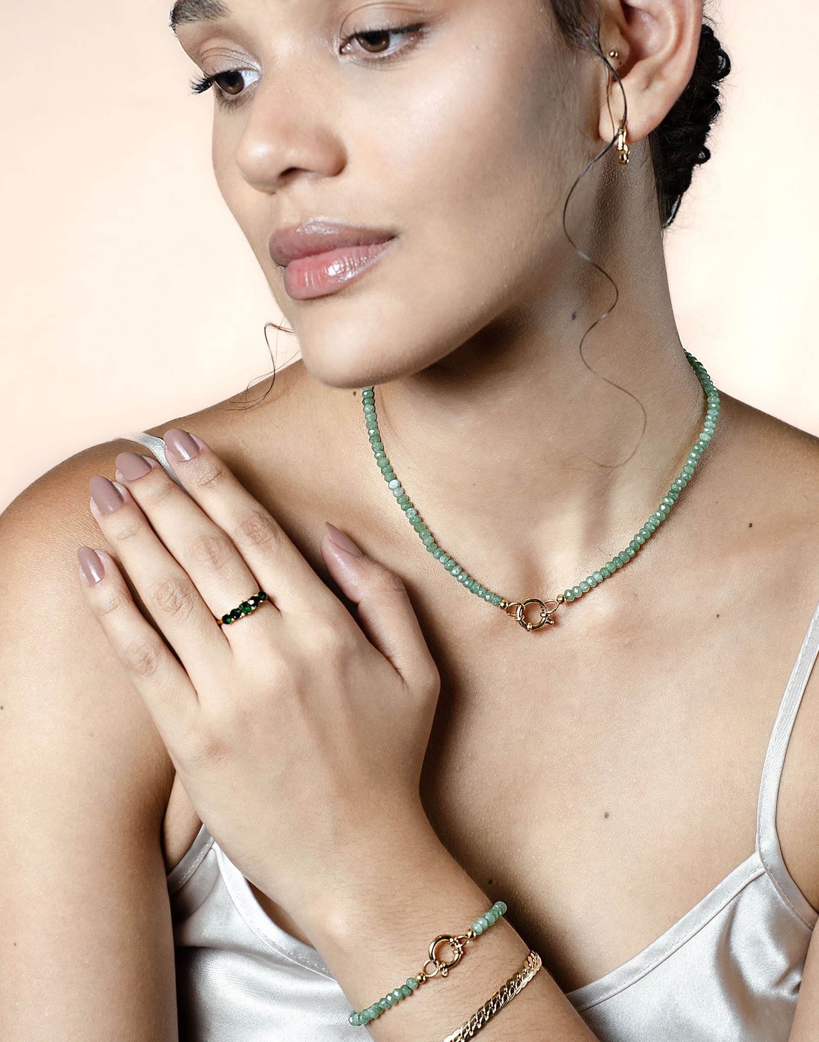 Kralenketting met slotje groen