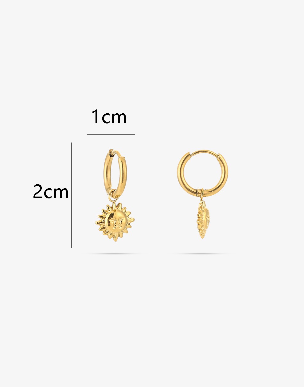 gold-colored sun earrings