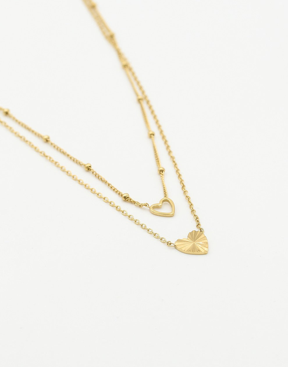 ketting twee hartjes goudkleurig