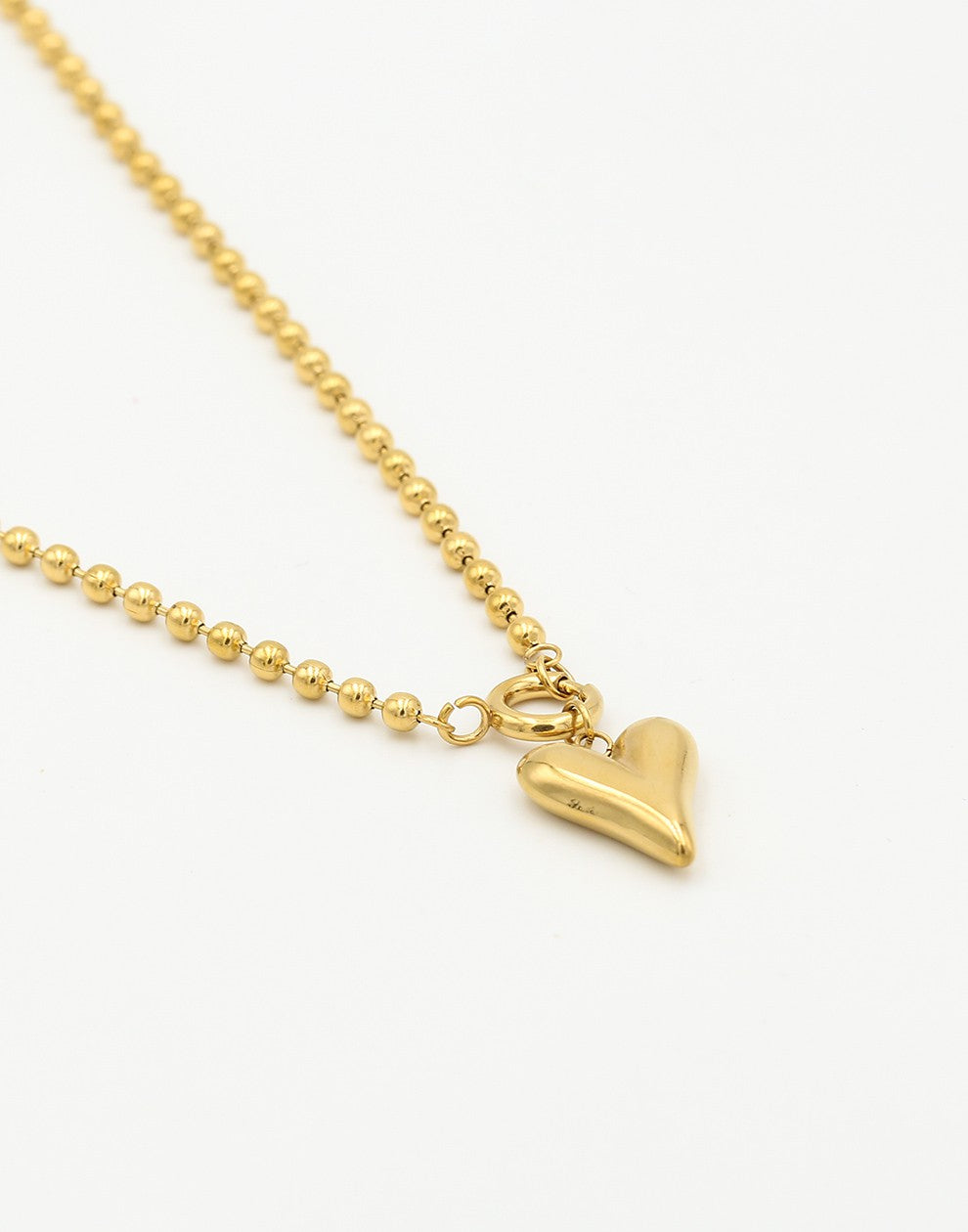 bolletjes ketting vintage hart goudkleurig