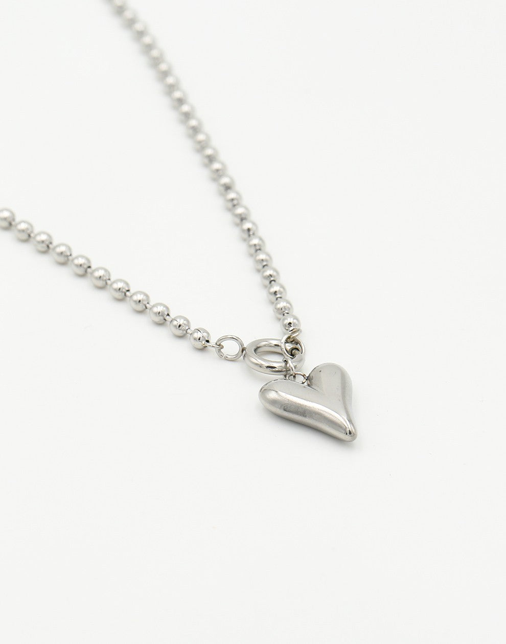 bolletjes ketting vintage hart zilverkleurig