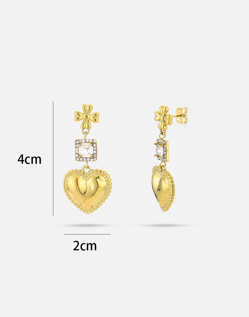 charm pendant heart earrings