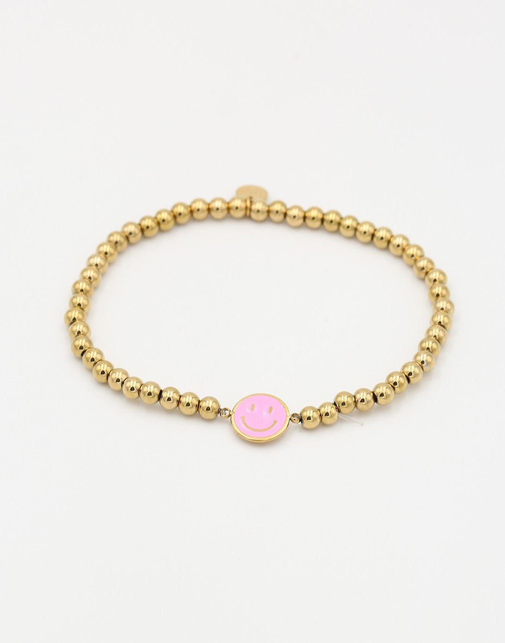 stretch armband smiley roze