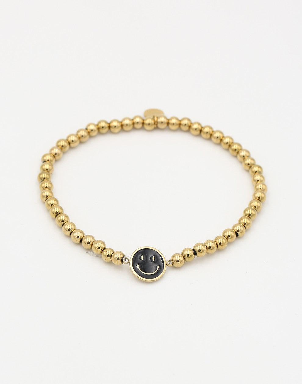 stretch armband smiley zwart