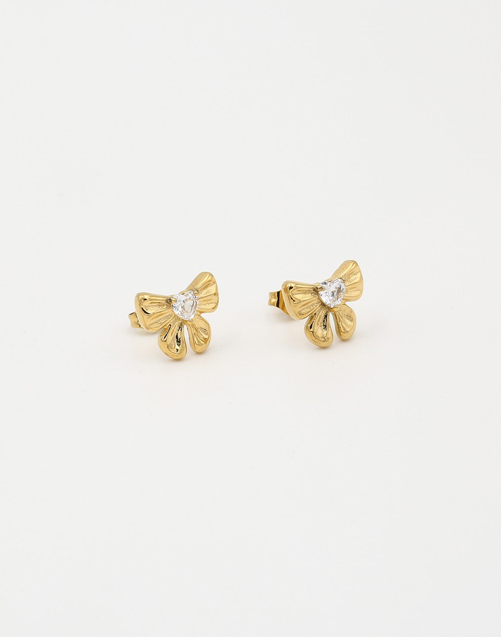 stud earring bow with stone
