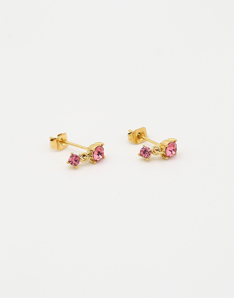 stud double stone fuchsia
