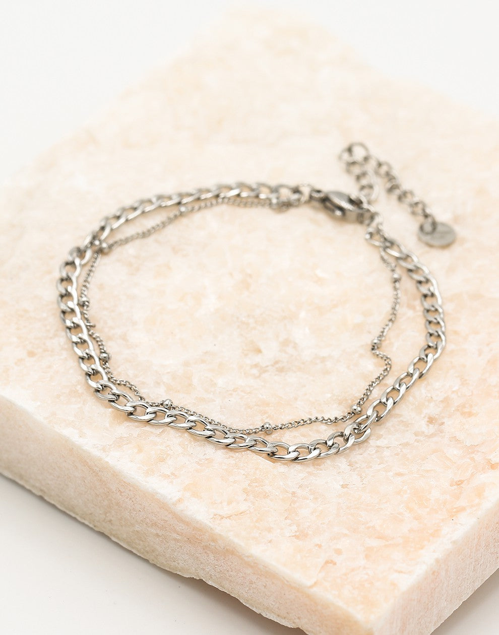 Dubbele schakelarmband zilverkleurig