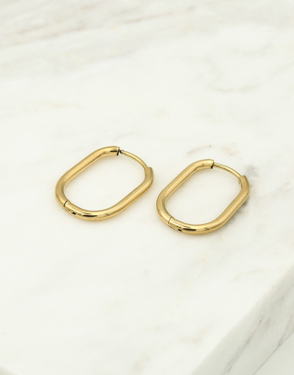 Fine oval gold-colored earrings