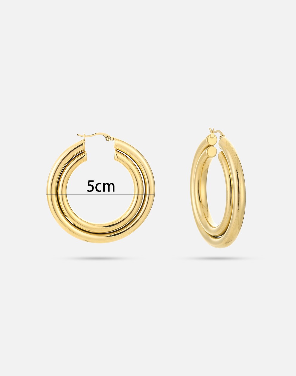 dubbele chunky hoops 5cm goudkleurig