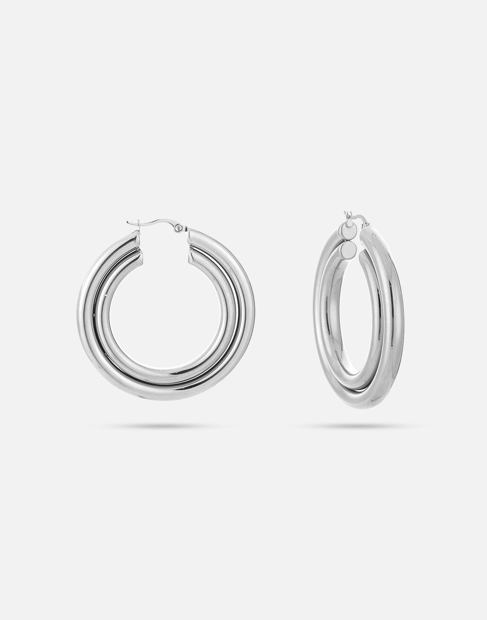 dubbele chunky hoops 5cm zilverkleurig