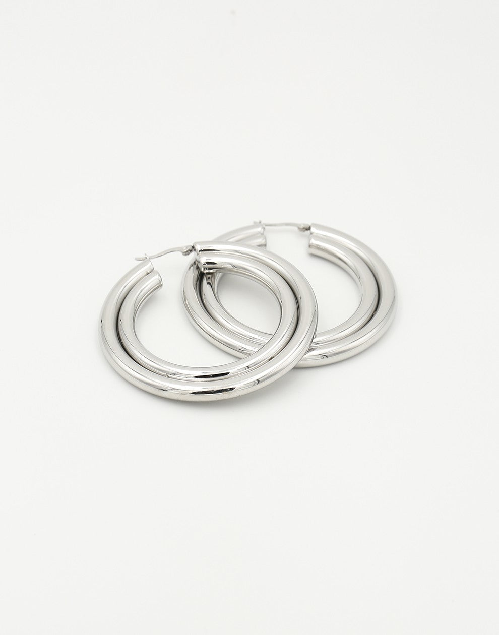 dubbele chunky hoops 6cm zilverkleurig