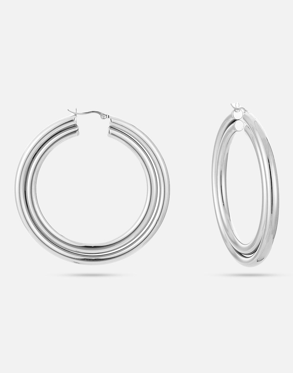 dubbele chunky hoops 7cm zilverkleurig