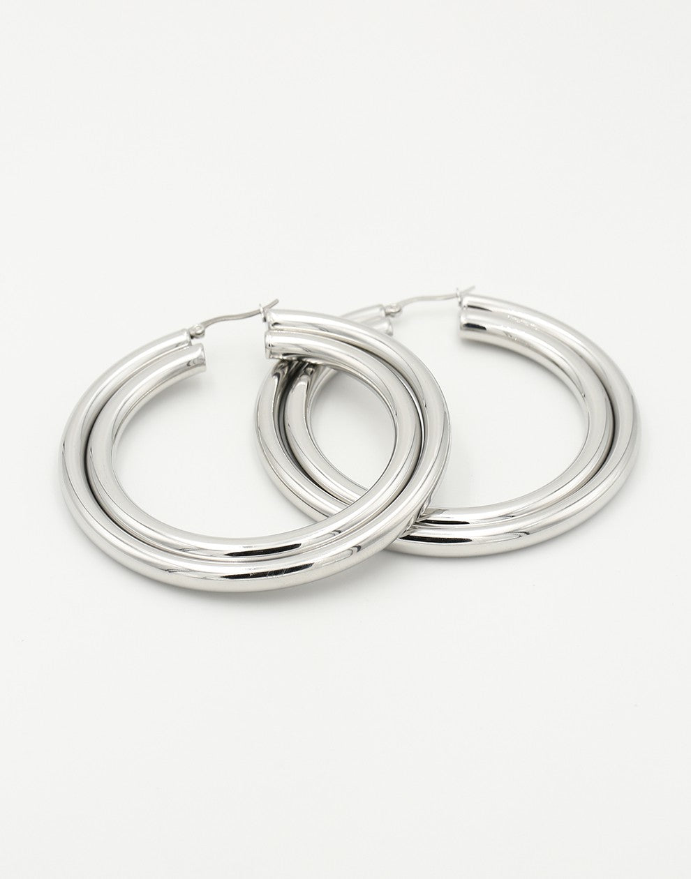 dubbele chunky hoops 7cm zilverkleurig