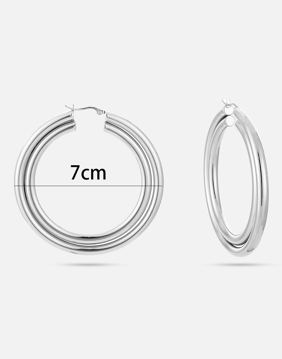 dubbele chunky hoops 7cm zilverkleurig