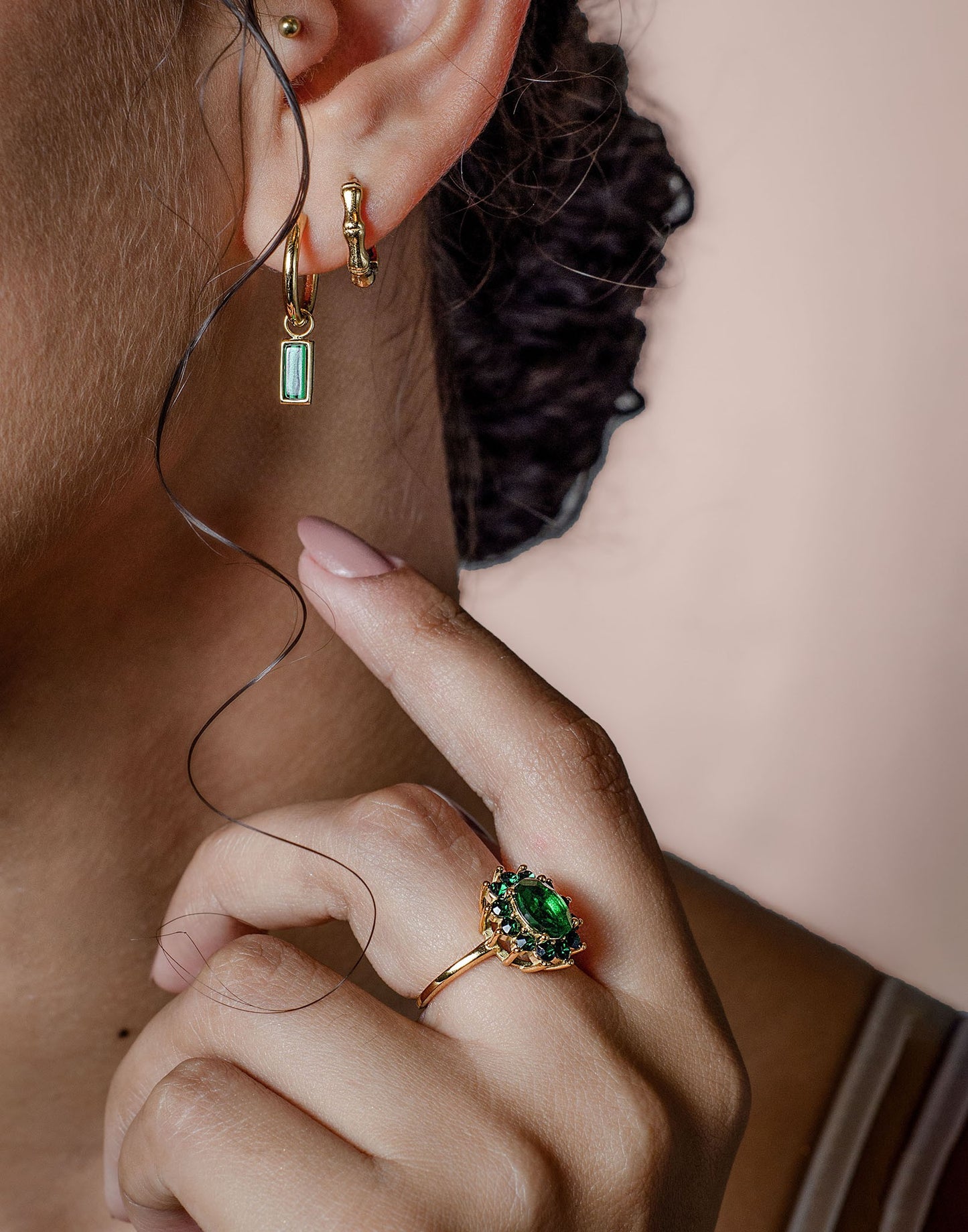gold-colored bamboo earrings