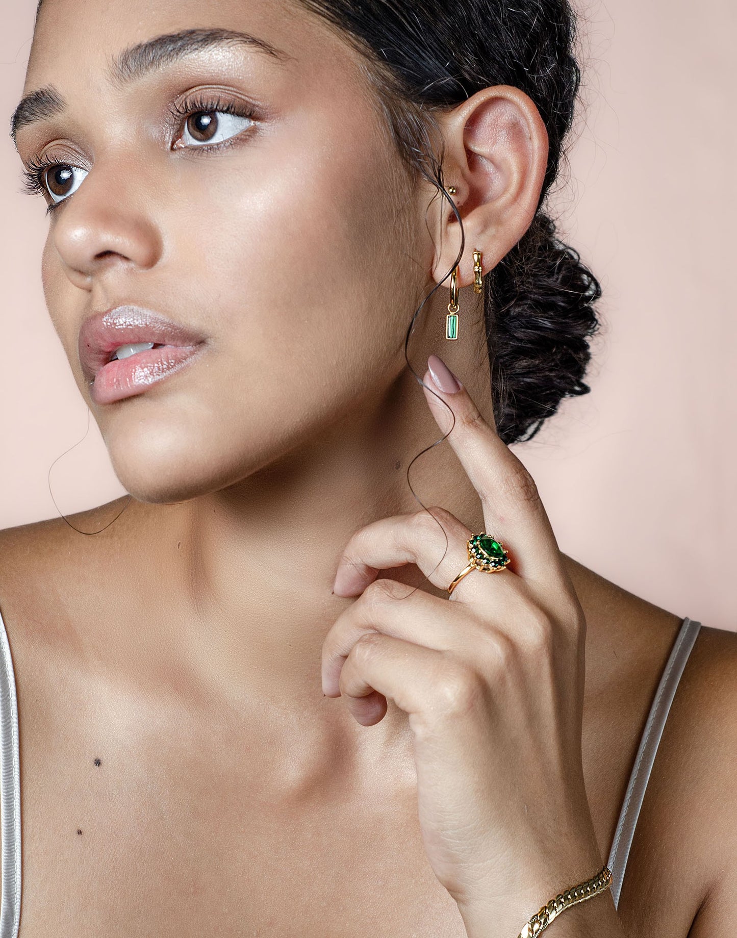 gold-colored bamboo earrings