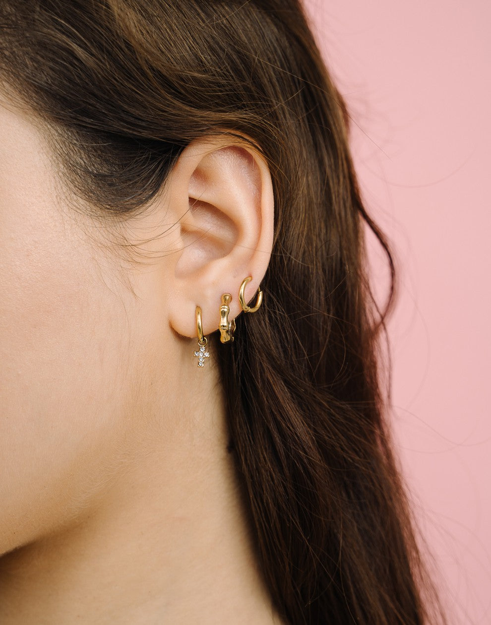 gold-colored bamboo earrings