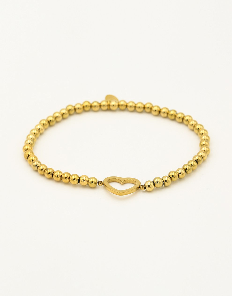stretch armband open hartje goudkleurig