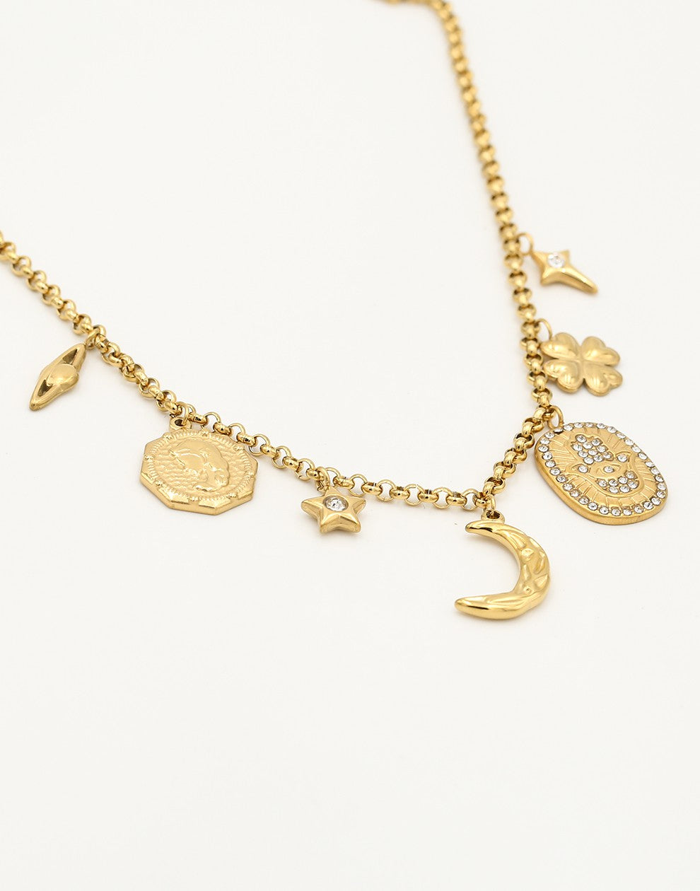 Bedel ketting maan space goudkleurig