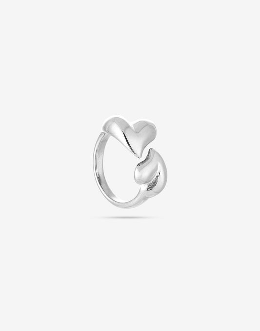 ring twisted hearts silver-colored