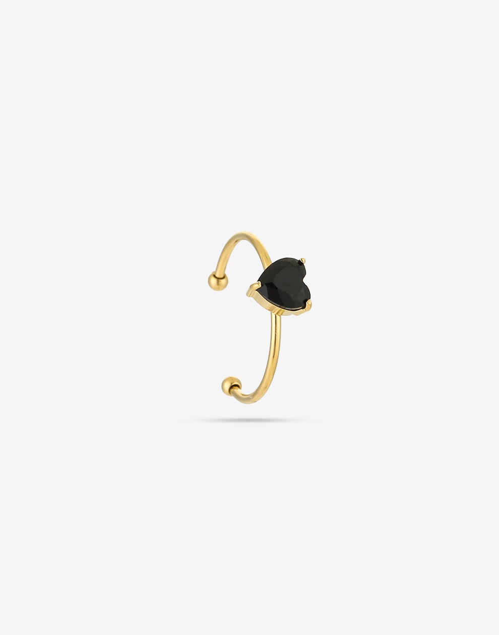 ring hart steentje zwart