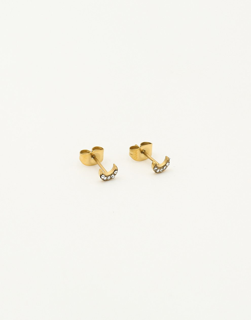 studs maan steentjes goudkleurig