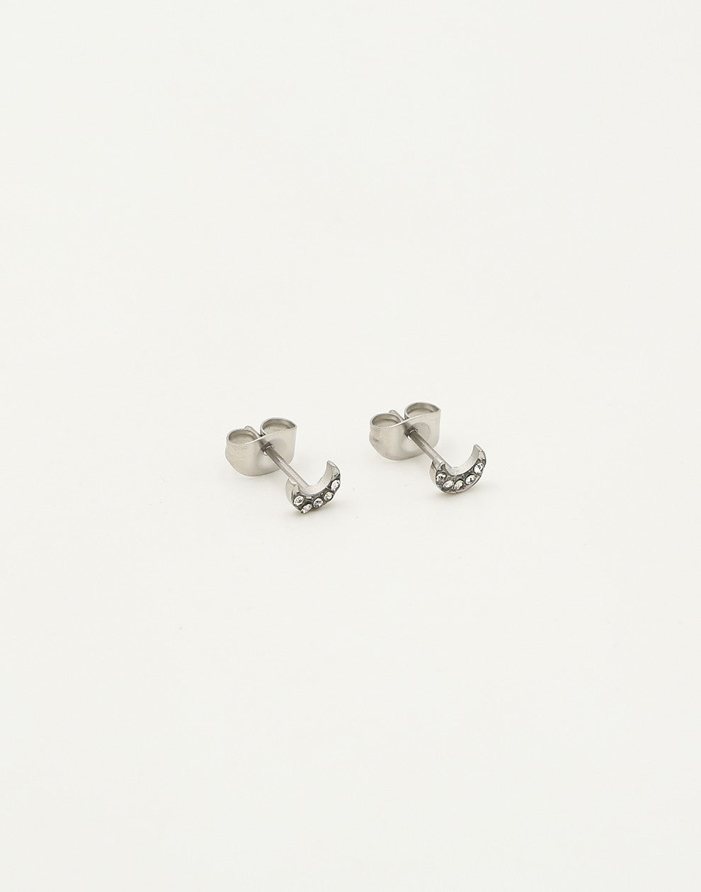 studs maan steentjes zilverkleurig
