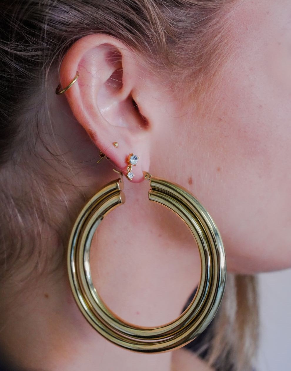 dubbele chunky hoops 7cm goudkleurig