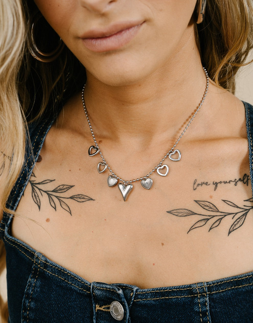 Bedel ketting hartjes zilverkleurig