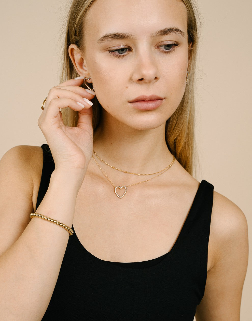 ketting open strass hart