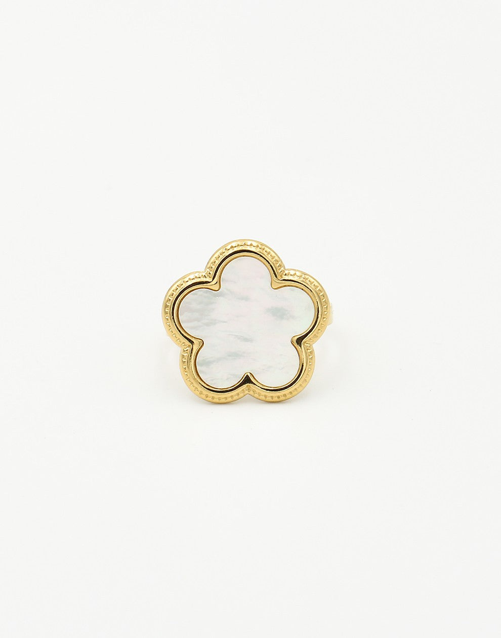 Statement ring klaver parelmoer